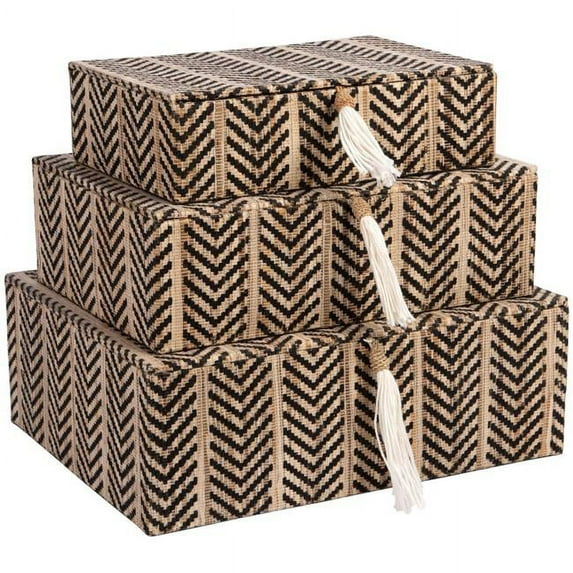 Home Essentials & Beyond 23873 Chevron Water Hyacinth Storage Box, Set of 3
