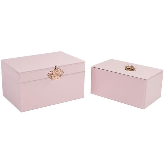 Home Essentials & Beyond 32781 MC Pink Crown Jewelry Box, Set of 2