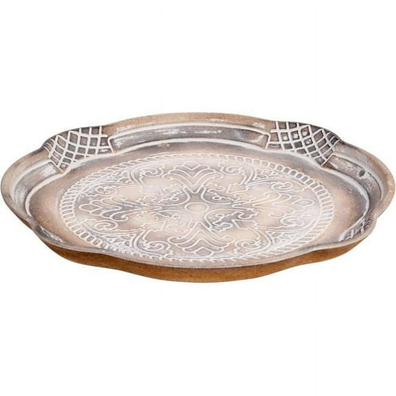 Home Essentials & Beyond 43933 13 in. White Wash Curved Tray
