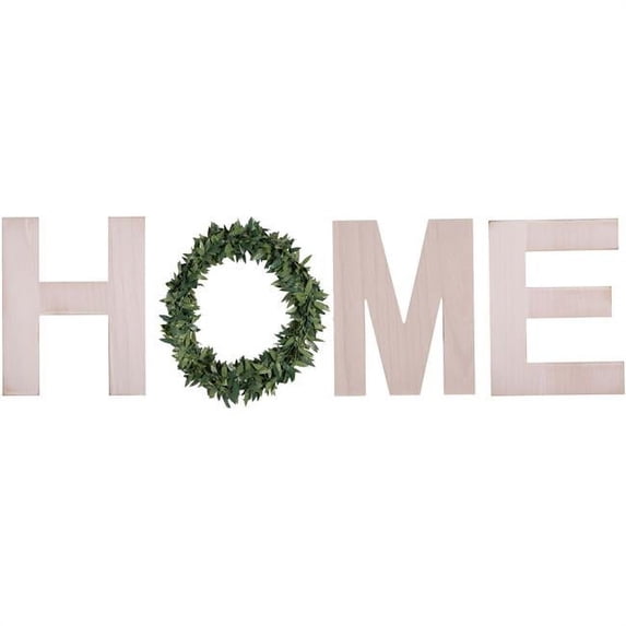 Home Essentials & Beyond 44300 White Home Wall Sign with Wreath