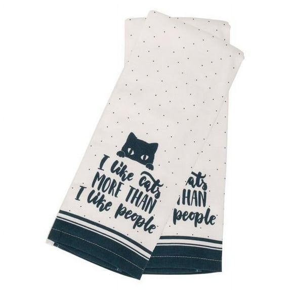 Home Essentials & Beyond 50766 Printed Terry Kitchen Towel with Cats - Pack of 2