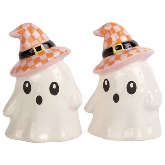 Home Essentials & Beyond 60035 3.1 in. Ghost with Witchs Hat Salt & Pepper Shakers for Unisex