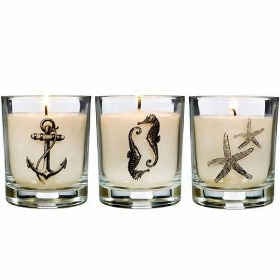 Home Essentials & Beyond 74517 3 Assorted Coastal Candle In Craft Gift Box
