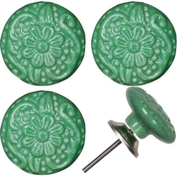 Home Essentials & Beyond 74865 Flower Embossed Knob In Craft Box, Green