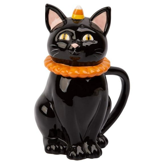 Home Essentials & Beyond R24-95567 19 oz Black Cat Mug with Lid for Unisex