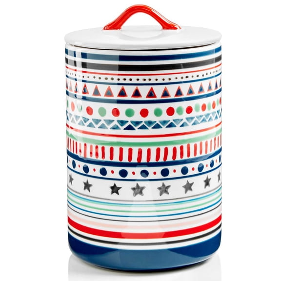 Home Essentials Festive Tree Collection Striped Lidded Canister, Multi