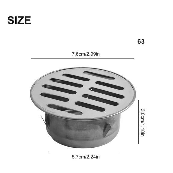 Home Essentials Hardware Kit 304 Stainless Steel Thicken Drainage Roof Patio Round Flat Floor Drain Cover 63Mm