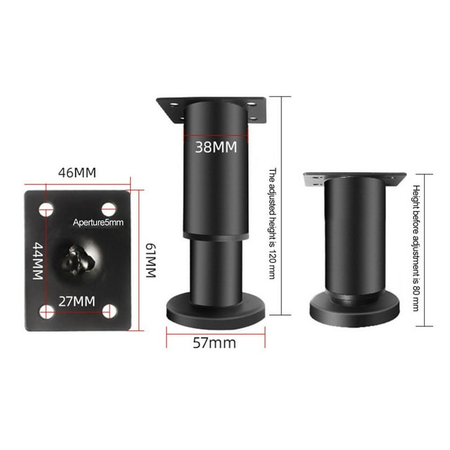 Home Essentials Hardware Kit Cold Rolled Steel Adjustable Furniture Leg