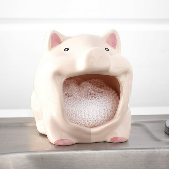 Home Essentials Kitchen Sponge Counter Organizer with Scrub Pad - 2 Pieces - Pig
