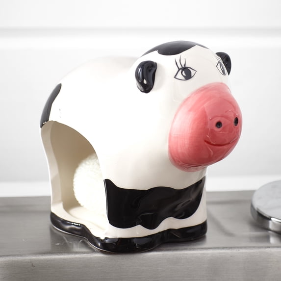 Home Essentials Kitchen Sponge Holder with Scrub Pad - 2 Pieces - Cow