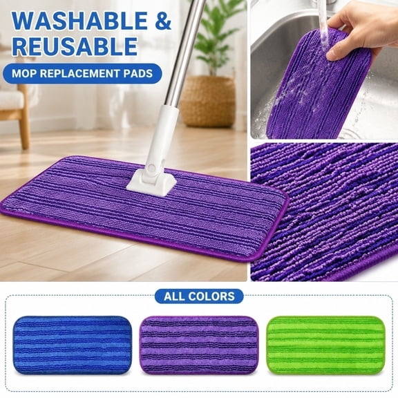 Home Essentials, Microfiber Cloths, Supplies for Housekeeping, Wet Mops for Floor, 12 X 5 Inch Blue Microfiber Mop Replacement Pad Compatible with Wet Jet, Dual-Use Design Works