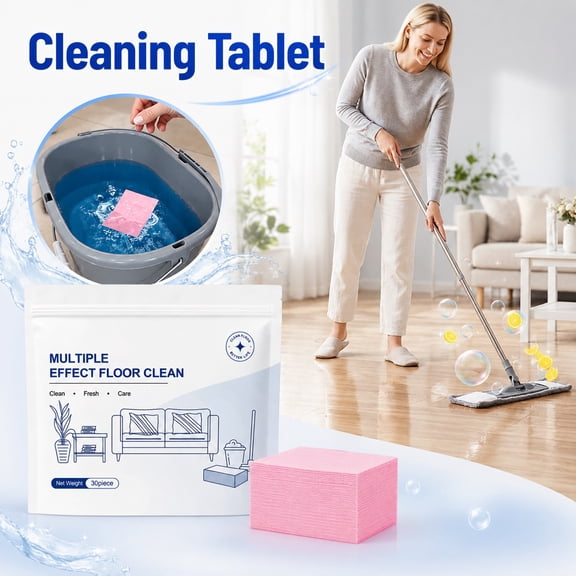 Home Essentials, Multipurpose Cleaner, Active Tablets, Pink Supplies, 30 Count Household Floor Cleaners, Disposable Floor Sheets for Hard Surfaces, Suitable for Regular House and