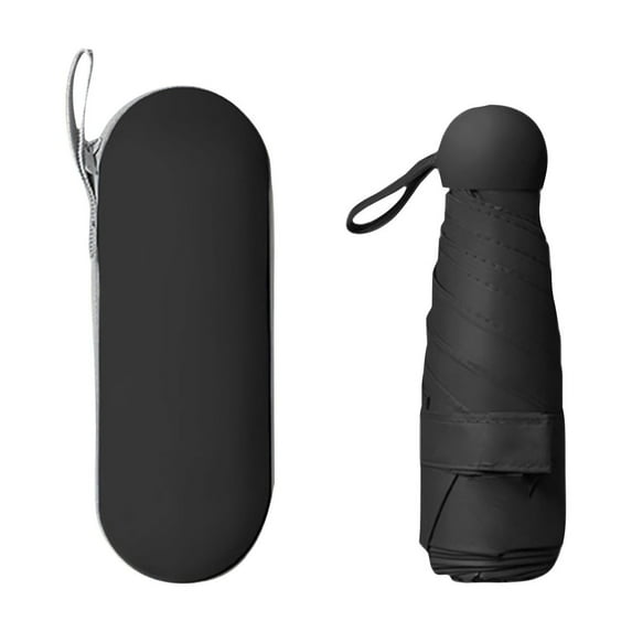 Home Essentials Portable 5 Fold Umbrella, Sunny And Rainy Umbrella, Sun Umbrella, Black Plastic Folding Capsule Umbrella Black