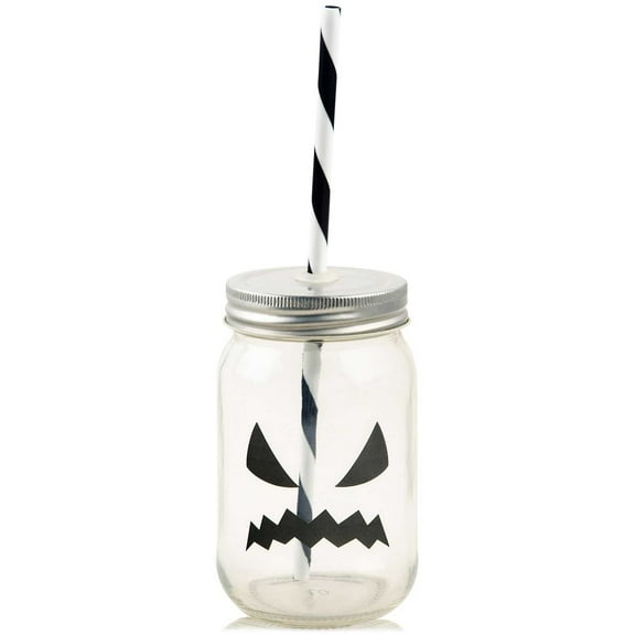 Home Essentials Pumpkin Mason Jar Glass with Lid & Straw