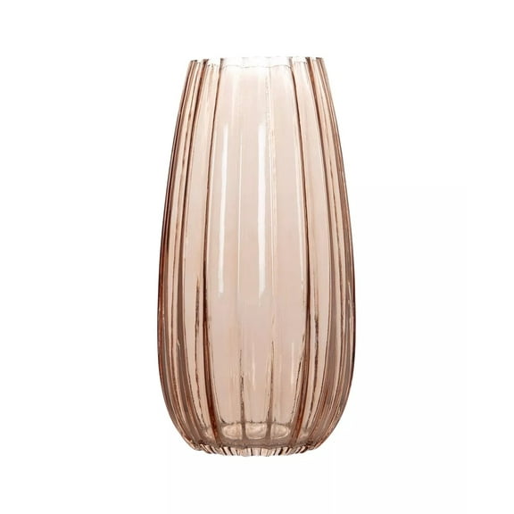 Home Essentials Ribbed Glass Vase With Soft Blush Hue
