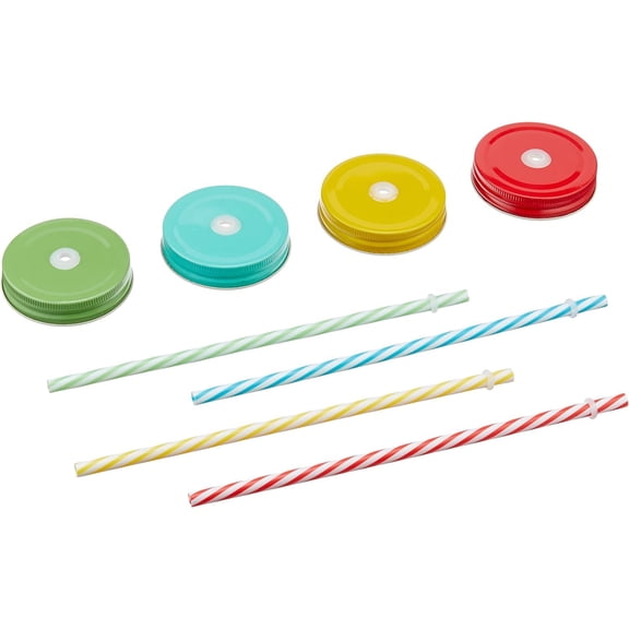 Home Essentials Solid Mason Canning Jar Lid and Ring (Set of 4)