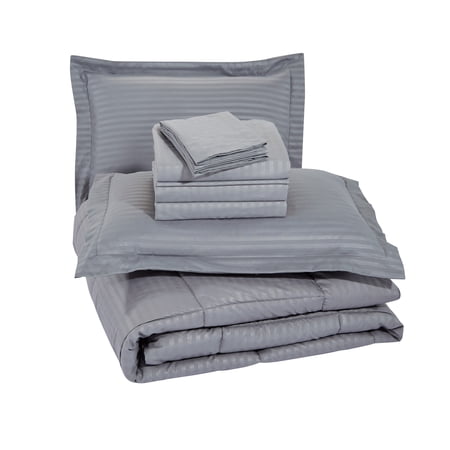 Home Essentials by Décor&More 8 Piece Embossed Stripe Bed in a Bag