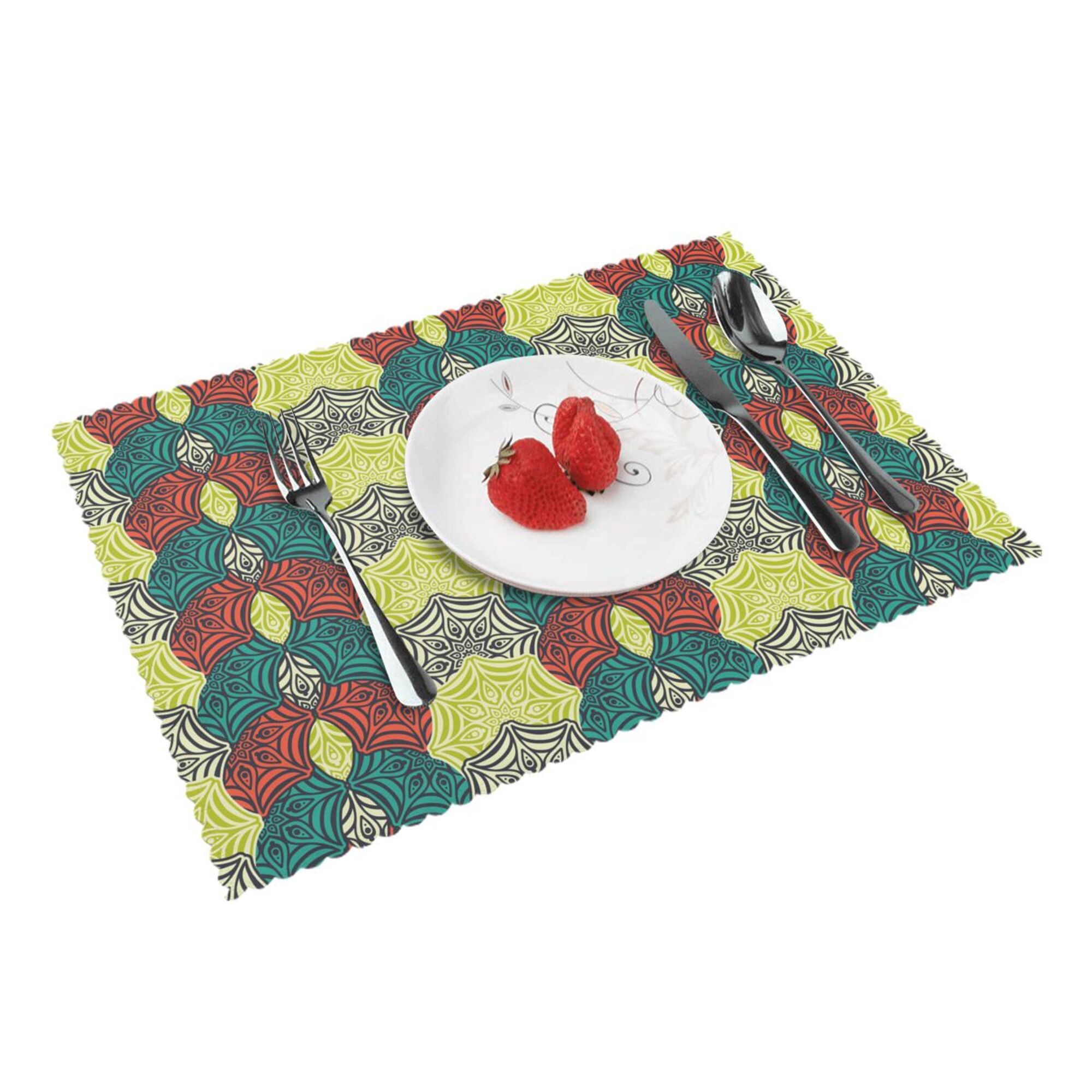 Home Ethnic Pattern Background Placemats Set Of 4 Washable Wipeable