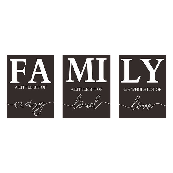 Home Family Wall Decor,Living Room Wall Pictures,Set Of 3 Inspirational Canvas Prints Black And White Framed Canvas Art Paintings Wood Wall Decoration For Dining Room Bedroom Living Room