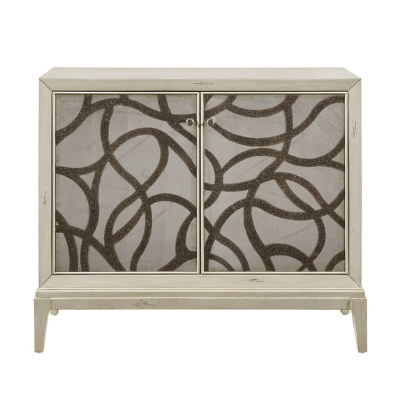 Home Fare Bold Painted Bar Wine Cabinet Mini Buffet Pearl