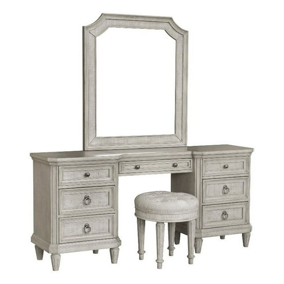 Home Fare Linen Grace 7 Drawer Vanity in Vanilla Natural Finish