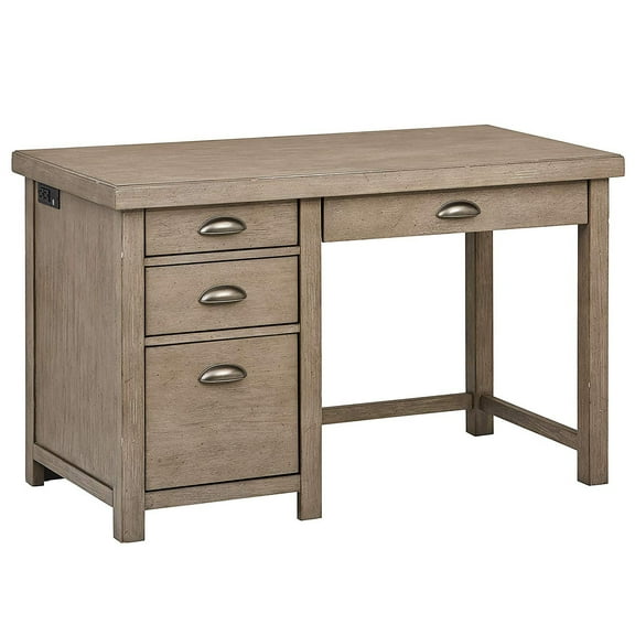 Home Fare Rustic 3 Drawer Desk with USB Gray