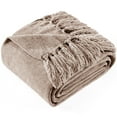 thumbnail image 1 of Home Farmhouse Boho Decor Chenille Throw Blanket, Soft for Couch Sofa Chair Bed, Taupe 60" X 80", 1 of 8