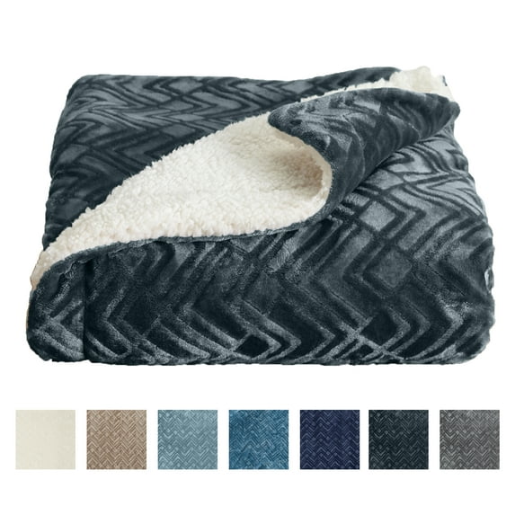 Home Fashion Designs Reversible Berber and Sculpted Velvet Plush Bed Blanket