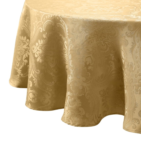 Home Fashions Caiden Elegance Damask Waterproof, Stain & Wrinkle Resistant Fabric Tablecloth, 60" x 144" Oblong/Rectangle, Taupe
