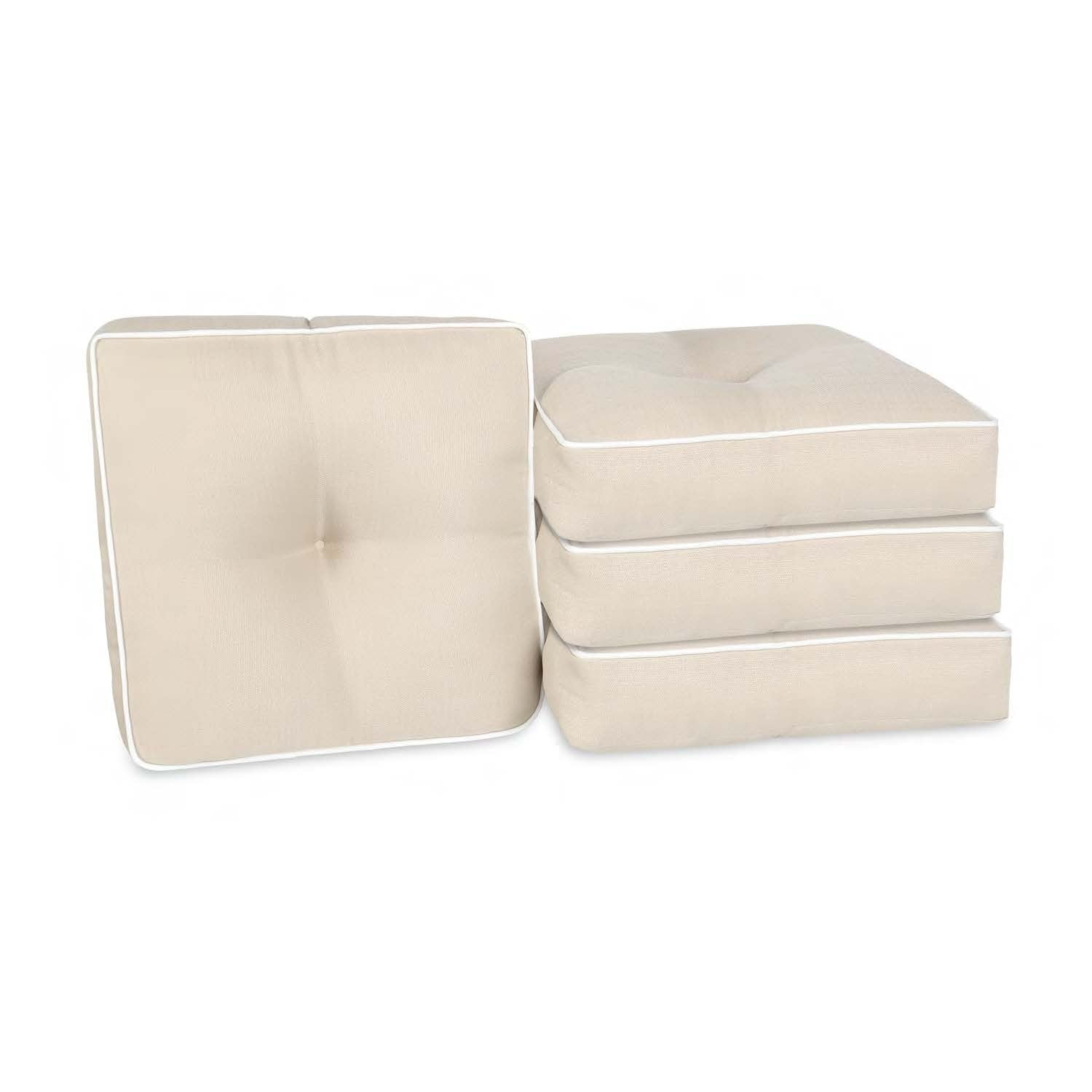 Linen Beige Polyester Wicker Seat Cushion Set, 17" x 17"