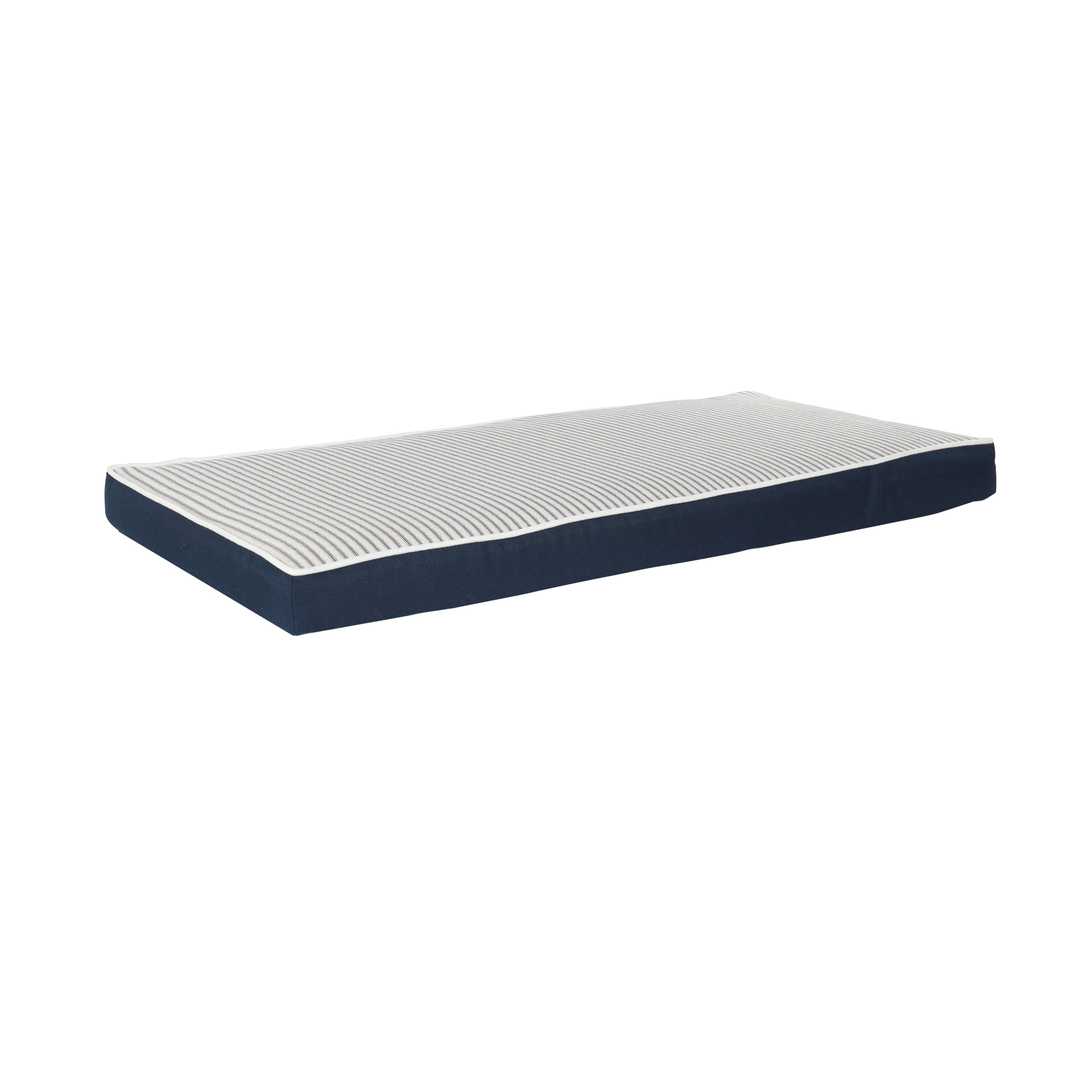 Navy Stripe Polyester Outdoor Bench Cushion with Solid Navy Back