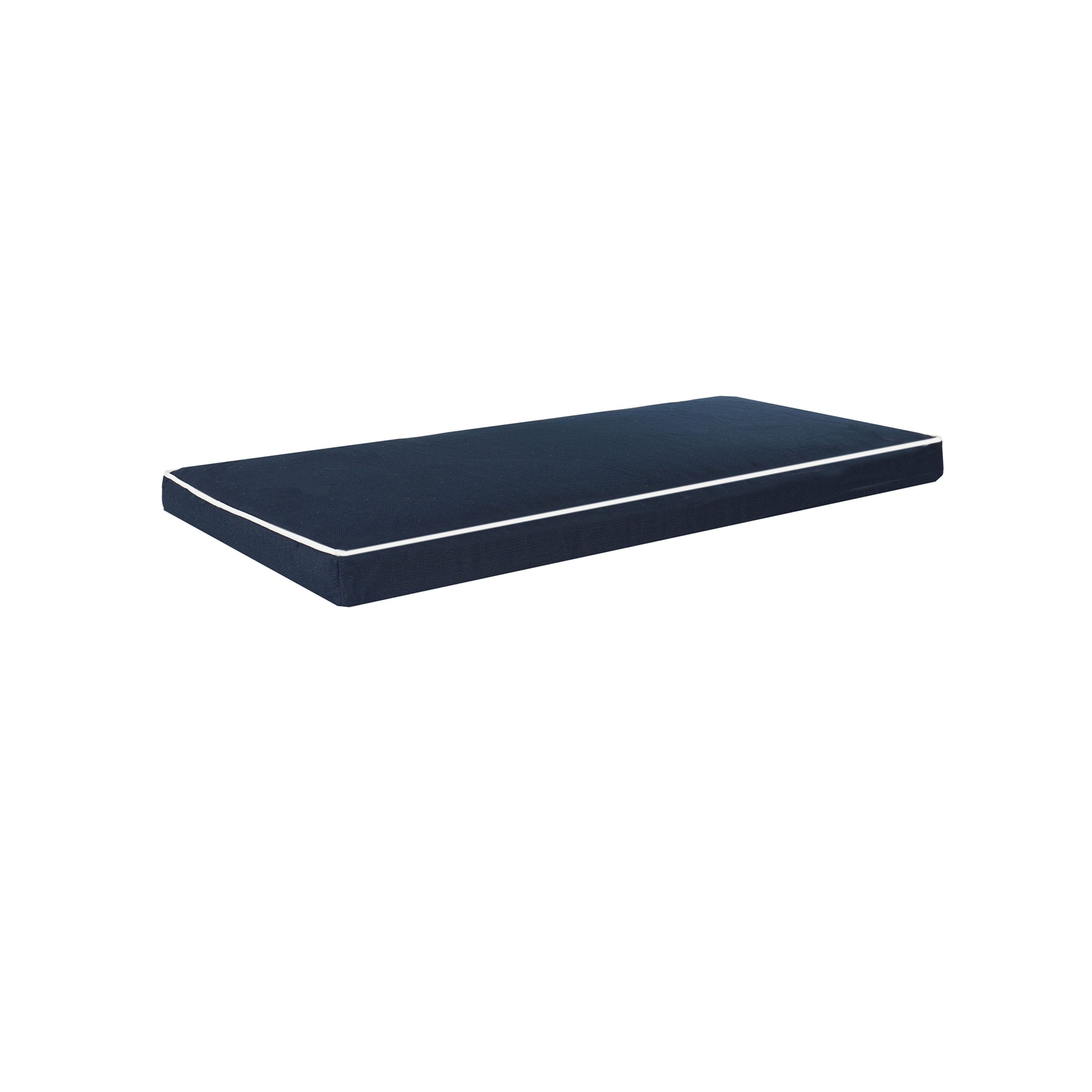 Navy Blue Polyester Outdoor Bench Cushion with White Piping