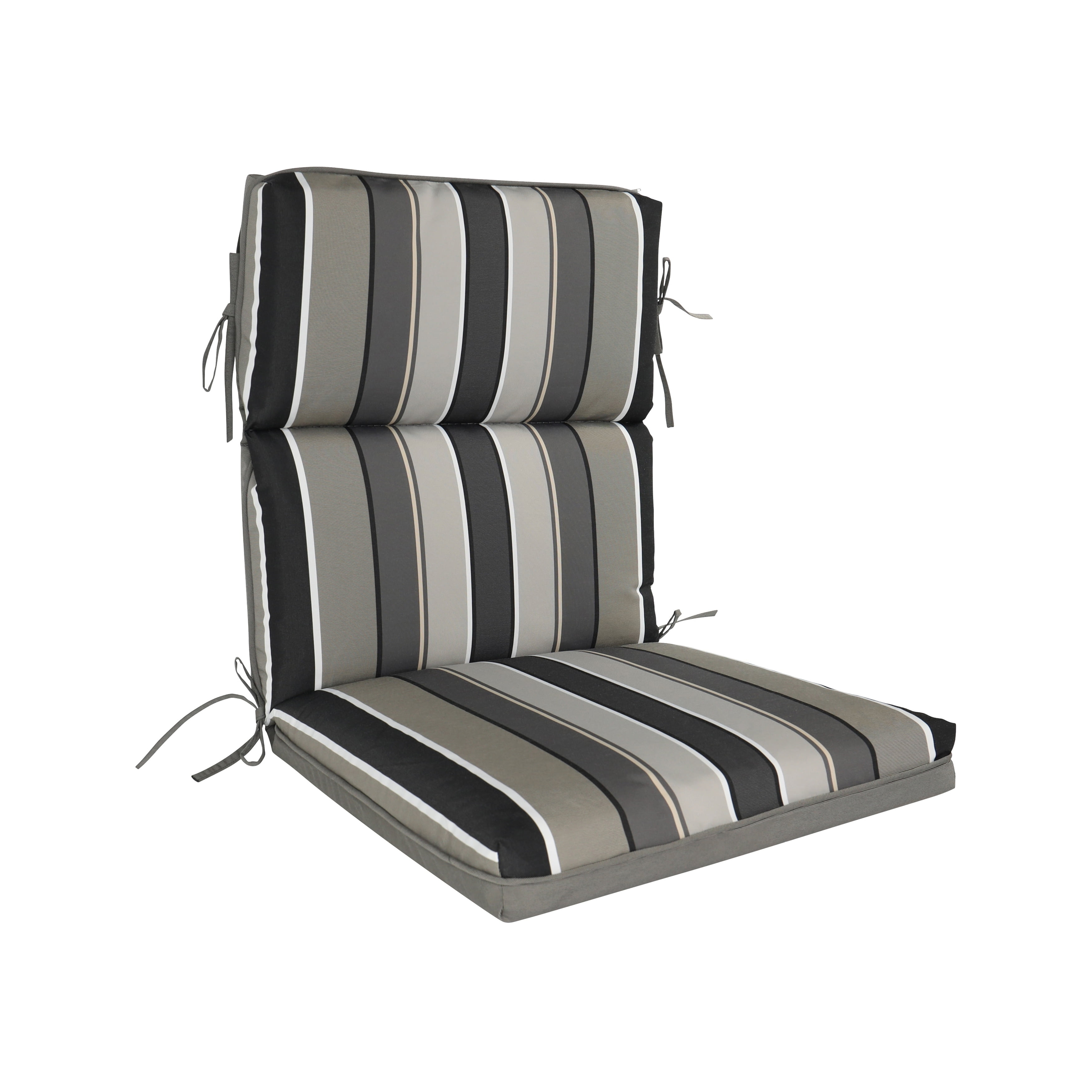 Natural Grey Stripe High Back Dining Chair Cushion