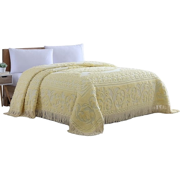 Home Fashions Medallion Chenille Bedspread, Queen, Sage