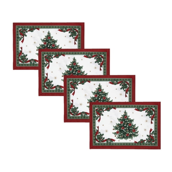 Home Fashions Villeroy & Boch Toy's Delight Reversible Christmas Fabric Placemats, 13 Inches x 19 Inches, Set of 4