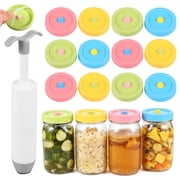 Lzvxtym Home Fermentation Kit,Extraction Pump Kit with 12 Wide Mouth Fermenting Lid and 1 Oxygen Pump for Sauerkraut Kimchi Pickle,3.54 x3.54 inches