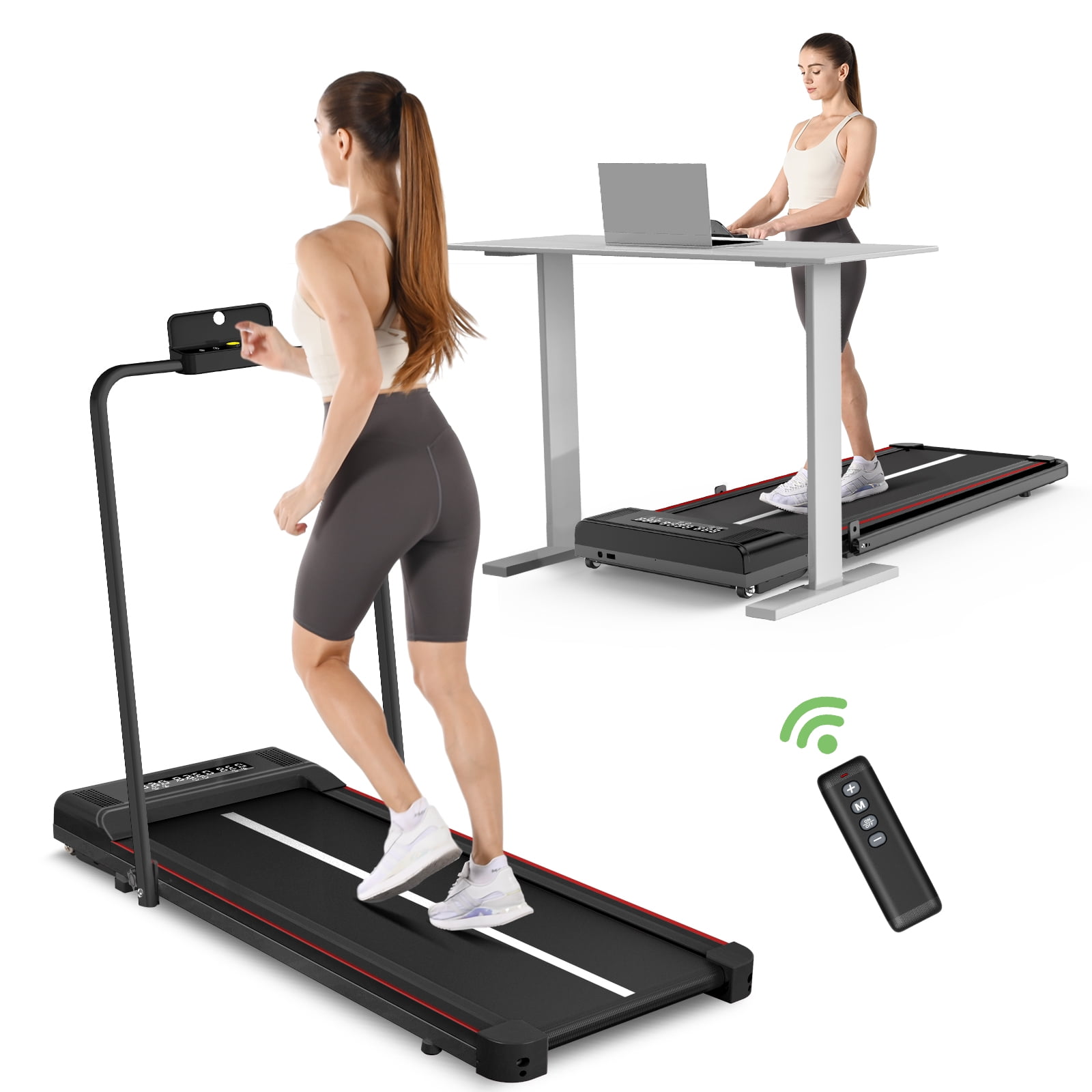 Home Fitness Code Foldable Treadmill with Bluetooth Speaker, 2.5HP Under Desk Treadmills for