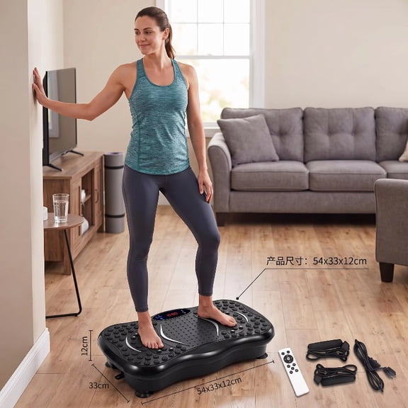 Home Fitness Vibration Platform Machine, Whole Body Shaking Vibration Plate with LCD Screen, Resistance Bands & Remote Control for Weight Loss Muscle Relaxation