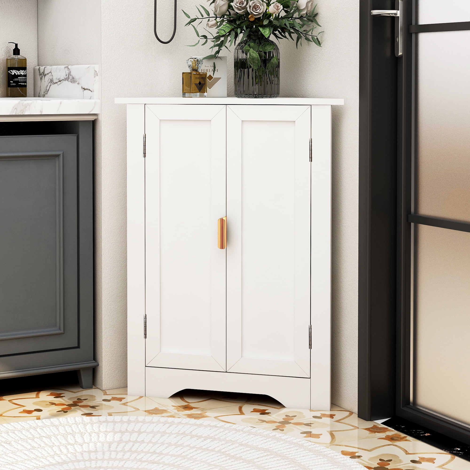 FreeStanding MDF Corner with Two Doors, Adjustable Shelves for