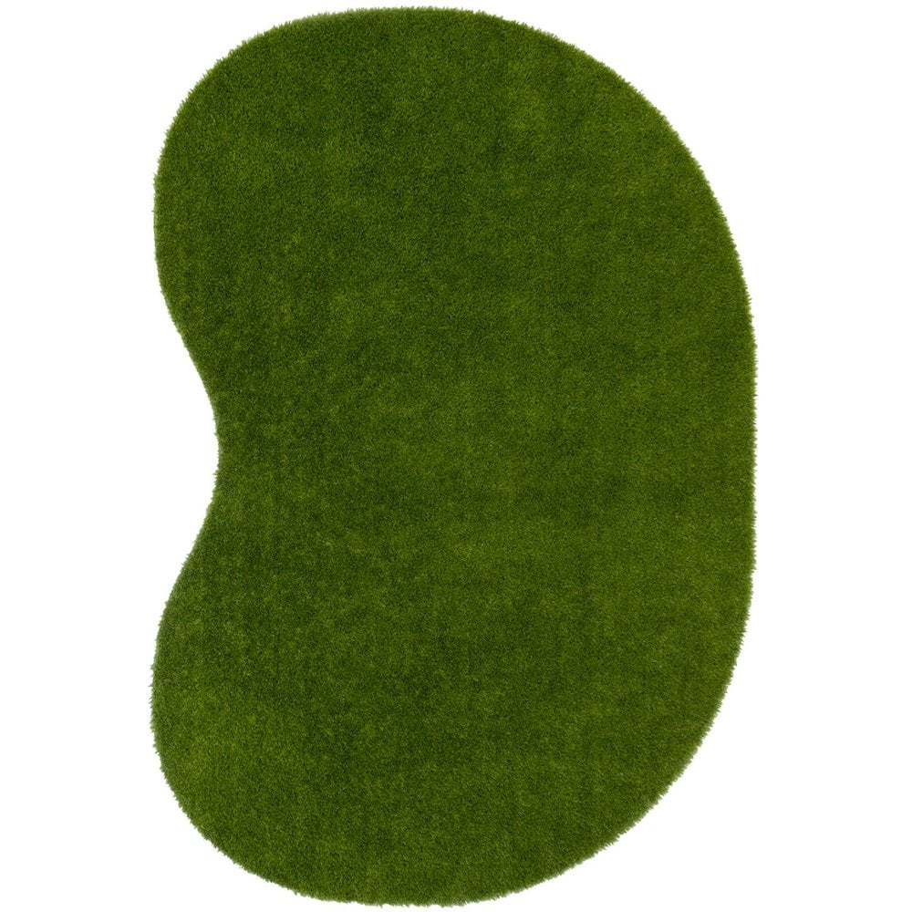 Green Jellybean Shaped Synthetic Indoor/Outdoor Area Rug 4' x 6'