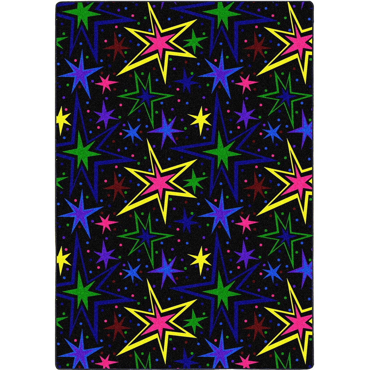 Black Fluorescent Synthetic 4' x 6' Rectangular Area Rug