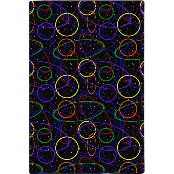 Home Floor Decorative Premium Nylon Fiber Neon Lights Looped 6' X 6' Area Rug - Fluorescent