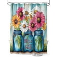 thumbnail image 1 of Home Floral Vase Shower Curtain, Vintage Blue Wood Textured Bathroom Decor Curtains Set with Hooks, Waterproof Fabric Home Accessories， Stall 36 X 72 Inch, 1 of 6