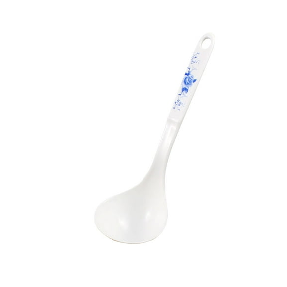 Home Flower Print Plastic Soup Rice Ladle Serving Spoon Skimmer White