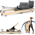 thumbnail image 1 of Home Foldable Pilates Reformer, Big Size-6 Metal Resistance Springs-Wood Pilates Machine & Equipment for Gym Workout, Up to 500 lbs Weight Capacity-Solid Basic Reformer for Beginners, 1 of 9