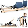 thumbnail image 1 of Home Foldable Pilates Reformer, Big Size-6 Metal Resistance Springs-Wood Pilates Machine & Equipment for Gym Workout, up to 500 lbs Weight Capacity-Solid Basic Reformer for Beginners, 1 of 9