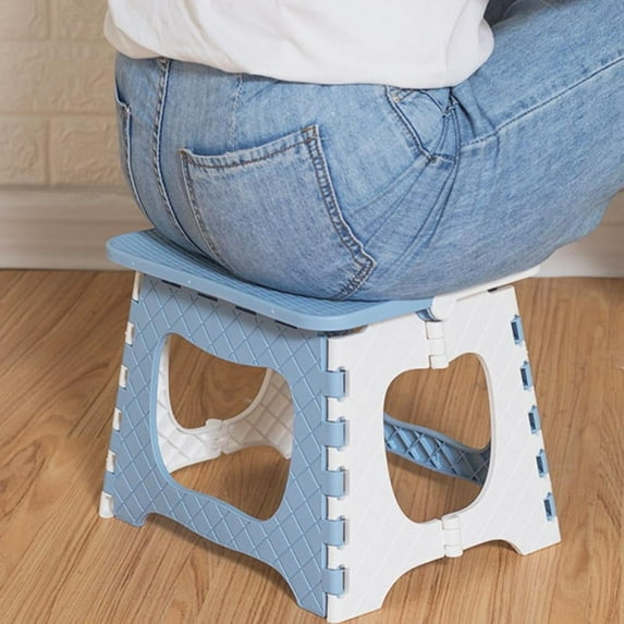 Home Foldable Step Stool - 10 Inches Wide and 8 Inches Tall - Holds Up to 300 lbs - Lightweight Plastic Folding Step Stool, Kitchen, Bathroom & Living Room (Blue)