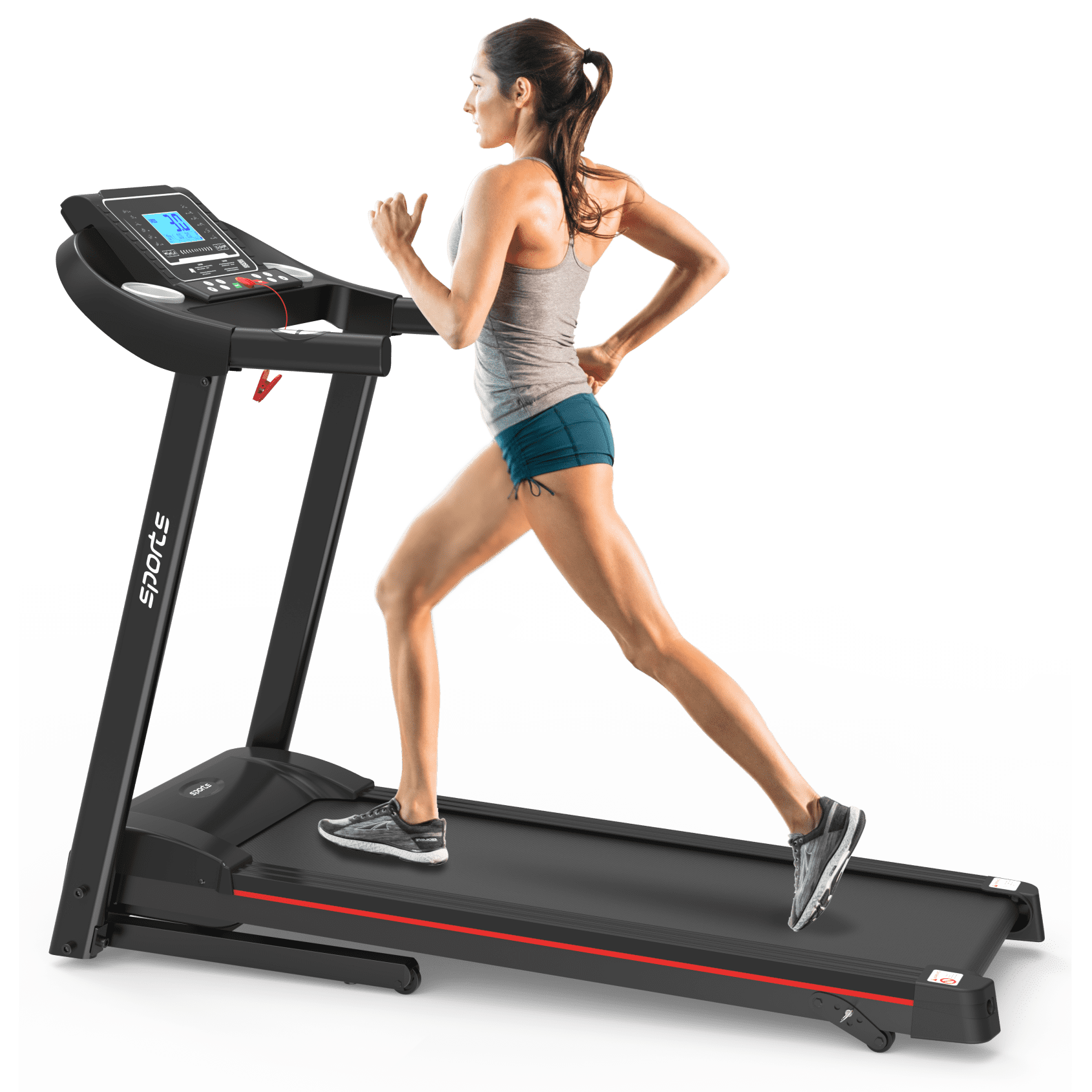 Home Foldable Treadmill with Fitshow APP Smart Control, 5" Color Screen Electric Treadmill with 3-level Incline, for Fitness, Black