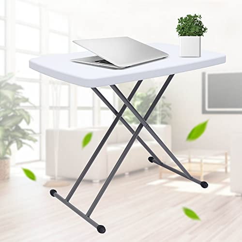 Home Folding Adjustable Height Table, Indoor/Outdoor TV Tray and Lightweight Dinner Table with X