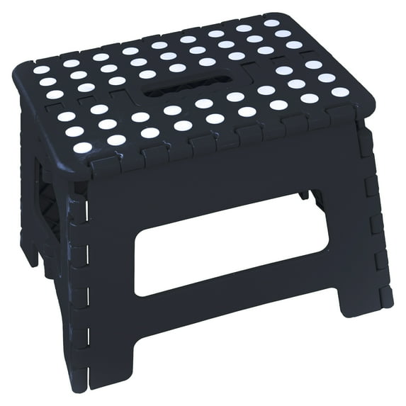 Home Folding Step Stool For Kids Adults 9" Heavy Duty Plastic Stool W/ Handle by Lexi Home
